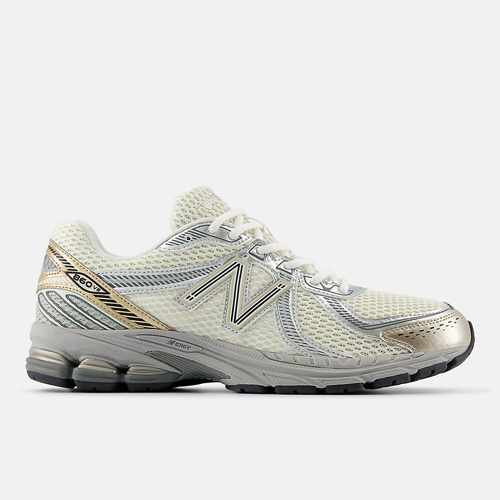 New Balance 860v2 Shoes Sea Salt with Gold Metallic and Harbor Grey